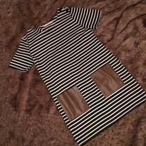 Black and white Ellison dress with leather pockets